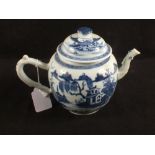 An 18th Century Chinese blue and white landscape teapot