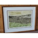 John Brunsdon, coloured lithograph 'The Devils Punchbowl' 14/150 signed in pencil,