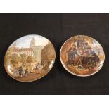 Prattware pot lid with French street scene and Battle of the Nile