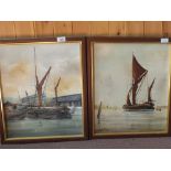 Keith Duff Godfrey, pair of oils on board of Ipswich Docks and Sailing Vessels,