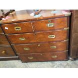 A mahogany brass bound military style chest of two short over three long drawers