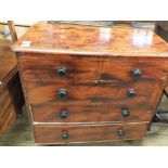 A Victorian stained pine chest of two short over three long drawers