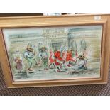 A watercolour of clog dancers by Sheelagh Wilson,