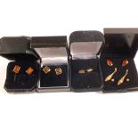 Various pairs of Gold and yellow metal earrings including Amber set studs,