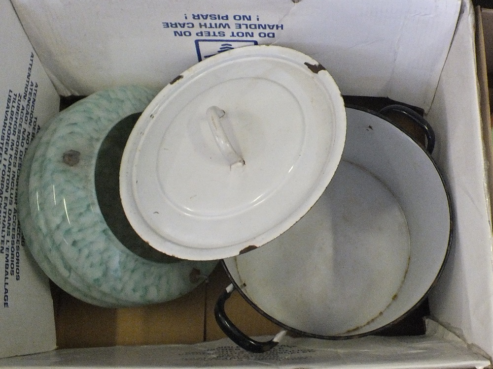 Various toilet wares, enamel flour bin,