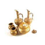 An Indian Brass betel nut box plus other Indian brassware