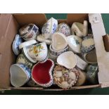 A large quantity of heart shaped trinket boxes