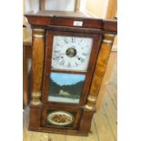 A Seth Thomas American Mahogany and Walnut wall clock plus a modern barometer