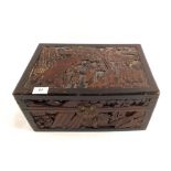 A Chinese carved Camphor wooden box