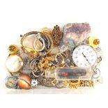 A stopwatch plus costume jewellery etc