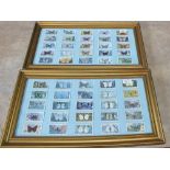 Five frames containing bird and butterfly cards