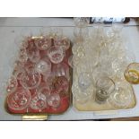 Various cut and other drinking glasses (two trays)