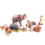 Various John Aynsley animal ornaments plus an Amber tree