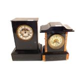 Black slate and marble mantel clocks