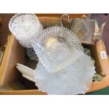 A cut glass fruit set plus china,