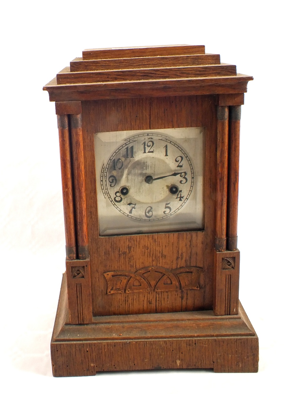 An Oak wall clock plus a striking mantel clock