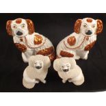 A pair of Victorian Staffordshire dogs plus one other pair