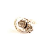 An 18ct White Gold double flower Diamond cluster ring,