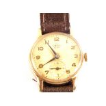 A 9ct Gold cased Smiths De Luxe 15 jewels wristwatch with engraved back case, 'B.R.Eastern Region A.