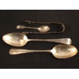 A Georgian Silver dessert spoon plus other Silver cutlery