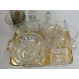 Various cut and other glass including Belvedere Scotch Whisky jug,