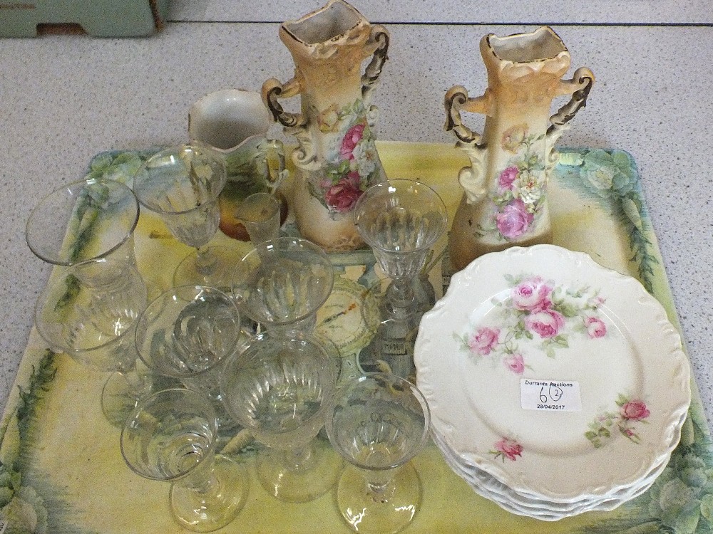 Jackfield cream jug and sucrier plus other china and glass (two trays) - Image 2 of 2