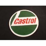 A reproduction cast iron Castrol sign, dia 10".