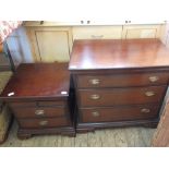 A Stag chest of three drawers and a Stag bedside chest