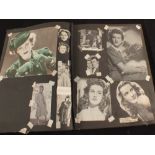 An album of cuttings and photos of film stars, some signed including Margaret Lockwood, Glynis John,
