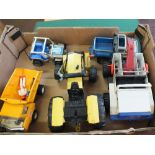 Two boxes of Tonka toys