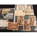 An album of early greetings cards (seventy+) plus a collection of foreign exhibition cards (approx