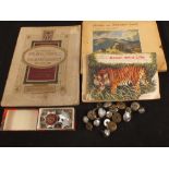 Fire Brigade badges and buttons plus cigarette cards etc