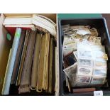 Various trade and cigarette cards plus empty albums (two boxes)