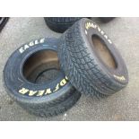 Two 1993 Goodyear Eagle Formula 1 wet racing tyres (front and back)