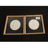 Two framed plaster plaques depicting Nelson plus one other,