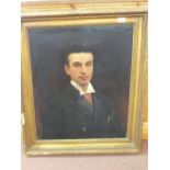 Oil on canvas of a portrait of young gentleman in gilt frame, circa 1910,