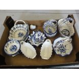 Various Portuguese blue and white baskets etc