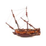 A wooden model galleon