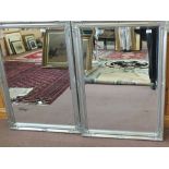 Two rectangular silvered frame wall mirrors