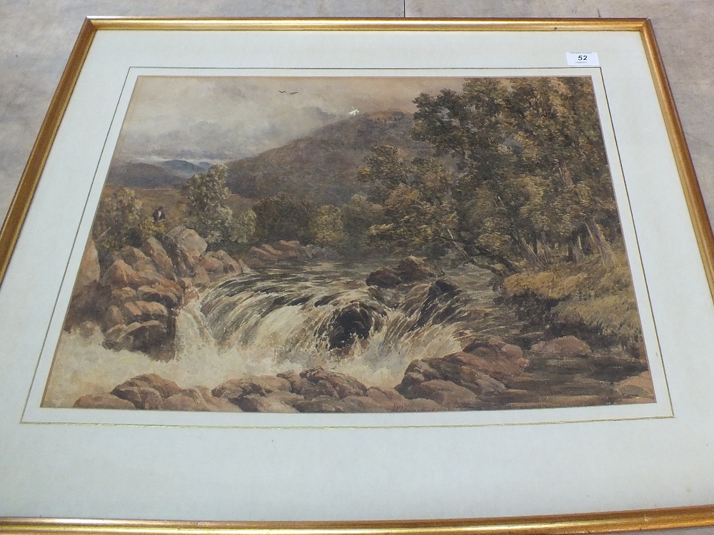 William Bennett, watercolour of a mountain and river scene, signed middle bottom and dated 1857,