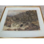William Bennett, watercolour of a mountain and river scene, signed middle bottom and dated 1857,