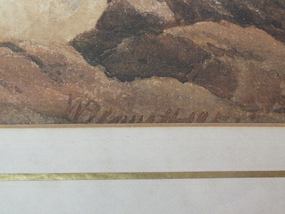 William Bennett, watercolour of a mountain and river scene, signed middle bottom and dated 1857, - Image 2 of 2