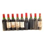 Nine half bottles of 1986 Chateau Cissac,