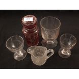 A 19th Century rummer and two other glasses,