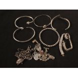 Eight various silver bracelets and bangles