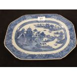 An 18th Century Nankin Willow pattern meat plate,