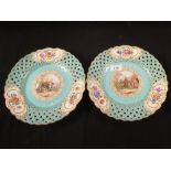 A pair of Meissen Ribbon plates with horses,