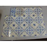 Eleven Minton & Hollins Gothic style tiles plus a side piece