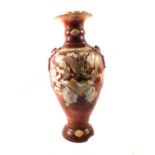 A Satsuma brown glazed vase with figure and floral decoration,