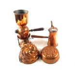 Two copper coffee pots,